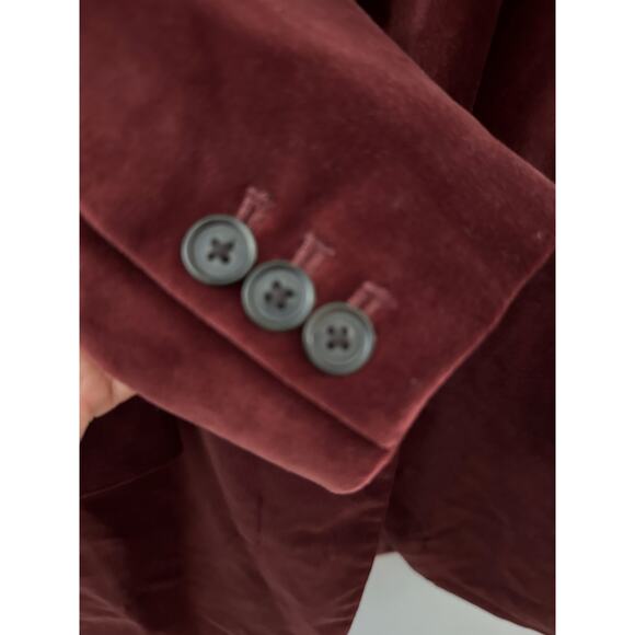 Banana Republic Plus Alyse Velvet Blazer Red Madder Size 16 - Picture 10 of 13